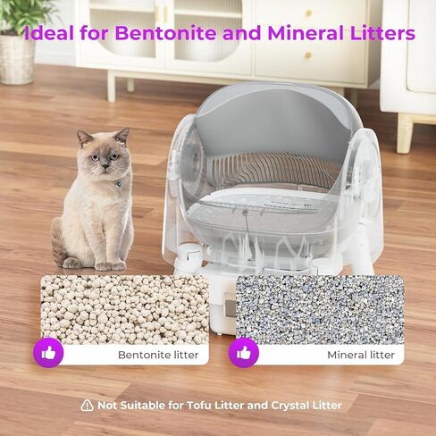 PetPivot Automatic Litter Box for Cats, Open-Top Design with Safety Sensors, Includes Liners and Litter Mat, Suitable for Multi-Cat Homes, Grey in Saudi Arabia