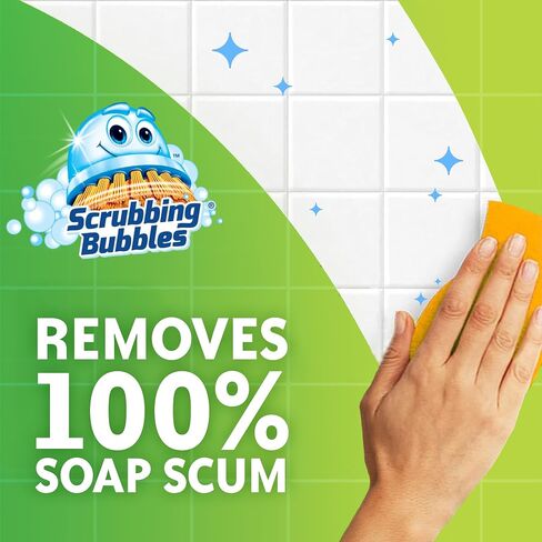 Scrubbing Bubbles Mega Shower Foamer Disinfecting Spray, Multi-Surface Bathroom and Tile Cleaner Grime Fighter, Removes 100% Soap Scum, Rainshower Scent, 32 oz in Kuwait