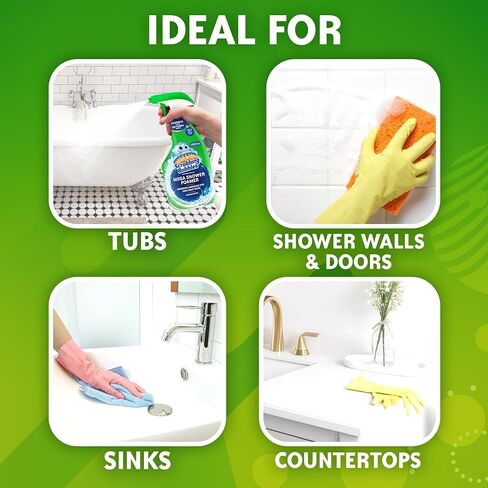 Scrubbing Bubbles Mega Shower Foamer Disinfecting Spray, Multi-Surface Bathroom and Tile Cleaner Grime Fighter, Removes 100% Soap Scum, Rainshower Scent, 32 oz in Kuwait