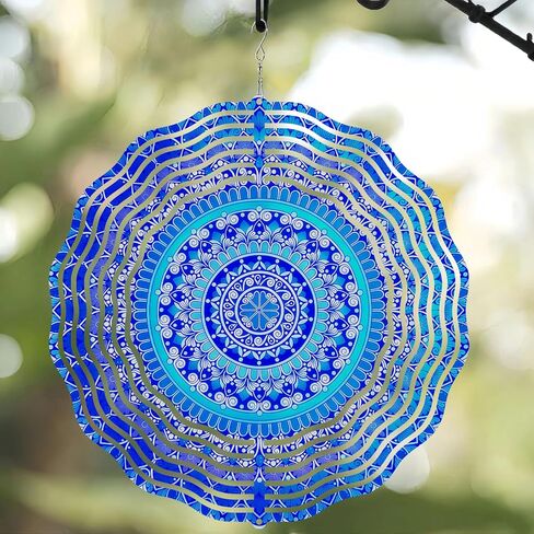 10 Inch Owl Wind Spinner, 3D Stainless Steel Hanging Kinetic Wind Sculpture Gifts for Garden Decor Yard Art Indoor Outdoor Window Porch Front Door Decoration in Saudi Arabia