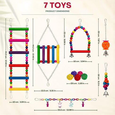 Bird Toys Set-Colorful Bird Swing& Ladder&Hammock, Hanging Chew Toys in Saudi Arabia