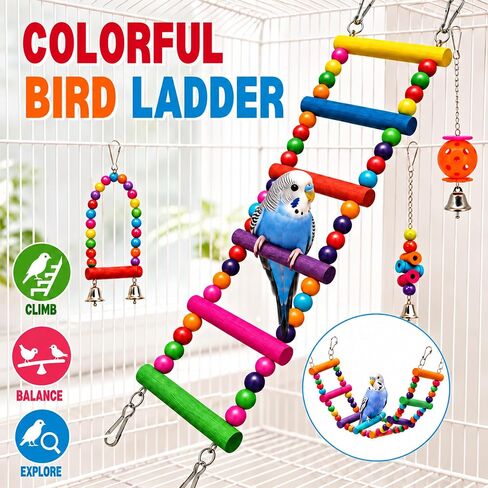 Bird Toys Set-Colorful Bird Swing& Ladder&Hammock, Hanging Chew Toys in Saudi Arabia