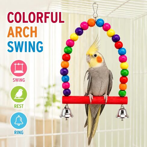 Bird Toys Set-Colorful Bird Swing& Ladder&Hammock, Hanging Chew Toys in Saudi Arabia