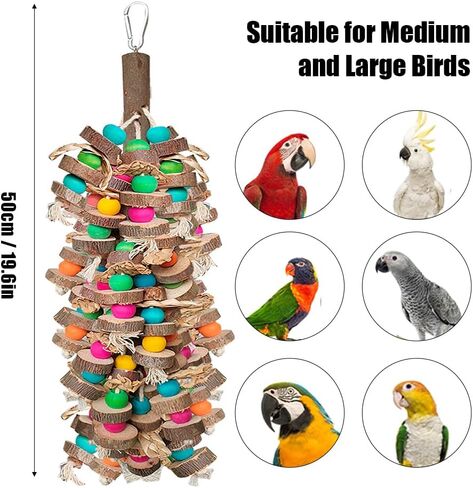 Parrot Toys for Large Birds, Multicolored Wooden Blocks Bird Chewing Toy Parrot Cage Bite Toy or Macaws Cokatoos African Grey and Large Medium Birds in Saudi Arabia