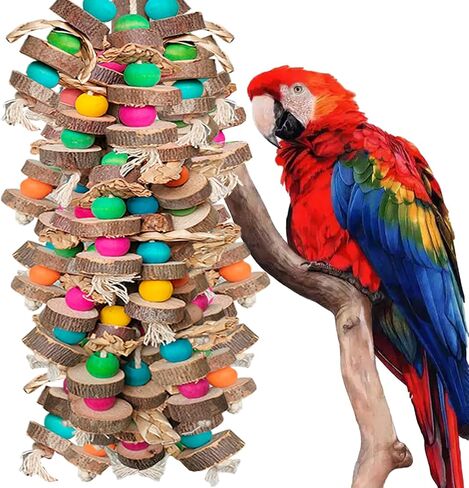 Parrot Toys for Large Birds, Multicolored Wooden Blocks Bird Chewing Toy Parrot Cage Bite Toy or Macaws Cokatoos African Grey and Large Medium Birds in Saudi Arabia