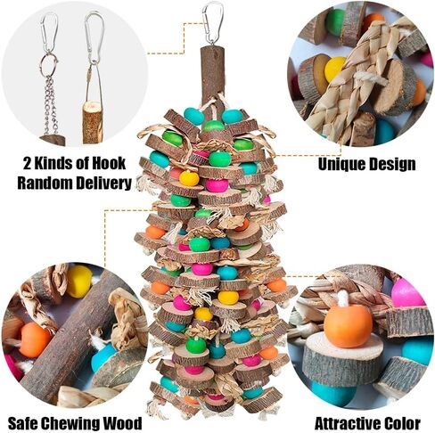 Parrot Toys for Large Birds, Multicolored Wooden Blocks Bird Chewing Toy Parrot Cage Bite Toy or Macaws Cokatoos African Grey and Large Medium Birds in Saudi Arabia