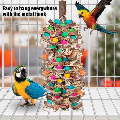Parrot Toys for Large Birds, Multicolored Wooden Blocks Bird Chewing Toy Parrot Cage Bite Toy or Macaws Cokatoos African Grey and Large Medium Birds in Saudi Arabia