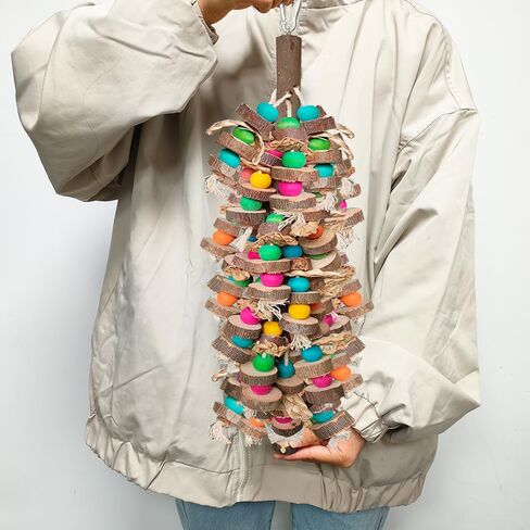 Parrot Toys for Large Birds, Multicolored Wooden Blocks Bird Chewing Toy Parrot Cage Bite Toy or Macaws Cokatoos African Grey and Large Medium Birds in Saudi Arabia