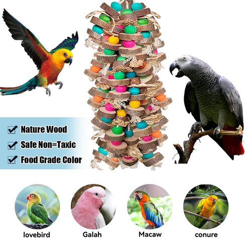 Parrot Toys for Large Birds, Multicolored Wooden Blocks Bird Chewing Toy Parrot Cage Bite Toy or Macaws Cokatoos African Grey and Large Medium Birds in Saudi Arabia