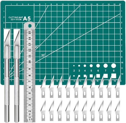 Craft Knife Precision Hobby Knife Kit with 2 Exacto Knife and 20 PCS Exacto Blades for DIY Art Work Cutting, Hobby, Scrapbooking, Stencil (Green) in Kuwait