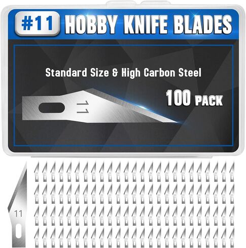 DIYSELF 100 Pack Hobby Knife Blades #11, SK5 Carbon Steel with Storage Case in Saudi Arabia
