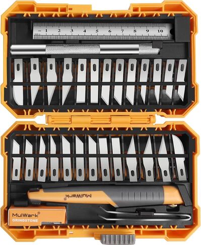 MulWark Exacto Knife Set | Craft Knife Kit | 16pc Precision Craft Hobby Kit with Razor Sharp Knives for Wood, Crafting, Leather, Scrapbooking & Modeling in Saudi Arabia