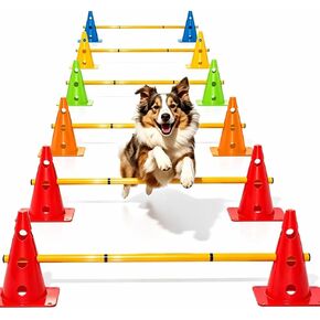 Dog Agility Training Hurdle Cone Set, Adjustable Dog Agility Equipment Obstacle Course Backyard Equipment for Pet Exercise 6 Set in Kuwait