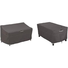 Classic Accessories Ravenna Water-Resistant 58 Inch Patio Sofa/Loveseat Cover, Patio Furniture Covers & Ravenna Water-Resistant 48 Inch Rectangular Patio Coffee Table Cover, Outdoor Table Cover in Kuwait