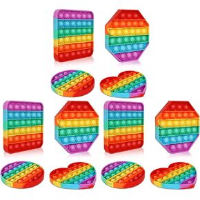 Multipurpose 4 Pack Rainbow Pop it Fidget Toy, Bubble Sensory Toy for Kids and Adults, Stress Reliever, 4 Shapes Poppers-Heart, Circle, Octagon, Square Pressure Relieving in Kuwait