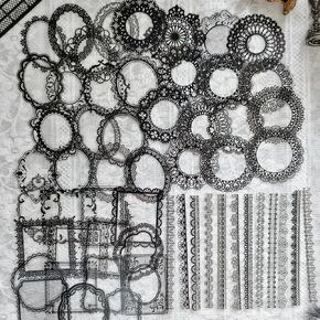 PRSTINCOL 120 PCs Lace Scrapbook Stickers,Waterproof Cutout Transparent Sticker PET Transparent Lace Stickers for Scrapbooking DIY Decoration Making Notebook Frame Album Handmade in Saudi Arabia