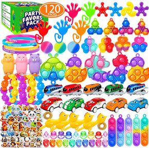 SUNNERLY 120 PCS Party Favors for Kids 4-8 8-12 Fidget Toys Bulk Treasure Box Toys for Classroom Birthday Holiday Gifts Goodie Bag Stuffers Pinata Fillers Sensory Toy for Boys Girls in Kuwait