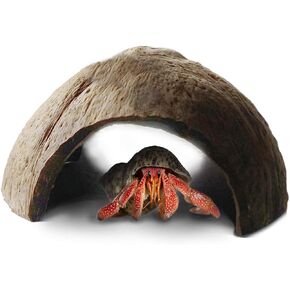 SunGrow Hermit Crab Coconut Cave, Spacious Hide Interior Habitat Comfort Zone, Ascension Coco Shelter Tank Decor Utility, Aquarium Terrarium Accessory Reptile Compatible Enclosure Feature Design in Kuwait