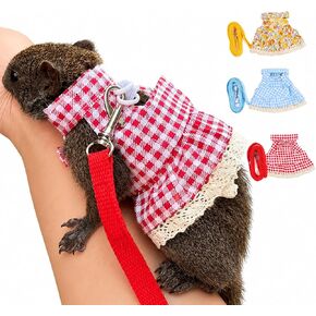 Guinea Pig Harness and Leash Set, Cute Floral Small Animal Dress Vest for Ferrets, Chinchillas and Similar Pets, Adjustable Walking Outfit with 4FT Leash,Floral, M,1530-6 in Kuwait