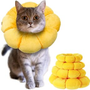 Cat Small Dog Recovery Collar, Cute Sunflower Neck Cone After Surgery, Adjustable Pet E Collar, Wound Healing Protective Cone Surgery Recovery Elizabethan Collars for Small Pets in Saudi Arabia