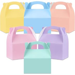 24 Pcs Pastel Party Favor Treat Boxes, Colorful Paper Candy Gift Gable Boxes for Party Favors, Pastel Goodie Box for Birthday Wedding Spring Easter Parties Supplies Decorations, 6 x 3.5 x 3 Inches in Saudi Arabia