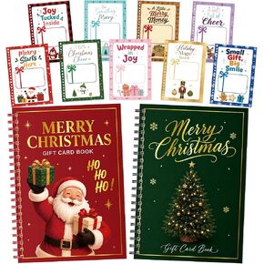 Christmas Gift Card Book 2‑Pack, Merry Christmas Spiral Bound Gift Card Holder Book, DIY Personalized Xmas Gift Card Booklet with Foil Gold Cover, Holiday Gift for Family Friends Students (Red, Green) in Kuwait