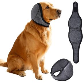 Dog Ear Cover, Dog Ear Muffs Noise Protection, Adjustable No Shake Ear Wrap Comfortable Quiet Dogs Calming Hood Blow Drying Headband Wraps (Grey, Small(Head Circle:10"-15")) in Kuwait