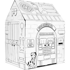 Easy Playhouse Police and Fire Station - Kids Art & Craft for Indoor & Outdoor Fun – Decorate & Personalize The Cardboard Fort, 32" X 26. 5" X 40. 5" - Made in USA, Age 3+ [Amazon Exclusive], white in Saudi Arabia
