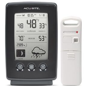 AcuRite Digital Weather Forecaster with Indoor/Outdoor Temperature, Humidity, and Moon Phase (00829), Black in Saudi Arabia