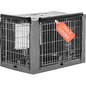 PETSFIT Dog Crate Cover,42 Inch Kennel Cover for Wire Dog Crate, Double Doors, Mesh Window, Flap On The Top and Back is Detachable, Dog Cage Cover Grey in Saudi Arabia