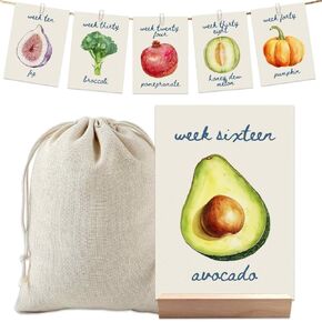 hongpar Pregnancy Milestone Cards - Locally Grown Farmers Market Baby Shower Decorations, Weekly Baby Growth Tracker, Fruit & Vegetables Baby Size Cards for Pregnancy Announcement Photos Gift in Saudi Arabia