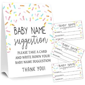Moonle Baby Shower Games Baby Name Suggestion Sign, 5x7 Inch Kraft Standing Sign and 50 Name Suggestion Cards, Minimalist in Kuwait