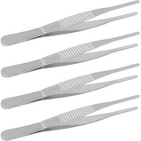 4Pcs 5 Inch Stainless Steel Tweezers, Small Tweezers with Precision Serrated Straight Tips, Non-slip Multitool Tweezers for Cooking, Repairing, Medical, Garden in Saudi Arabia