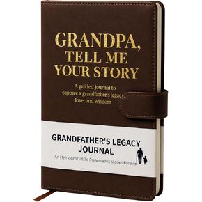 Dad Tell Me Your Life Story Leather Journal (Hardcover) - A Family Heirloom Keepsake with + 275 Prompts to Share His Life Story Book and Memories, Father's Day, Christmas Gift from Daughter & Son in Saudi Arabia