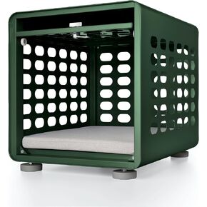 Cozy Crate by Laura Davidson Furniture, Pet Crate for Small Breeds, Steel Dog Kennel, Modern Pet Crate, Pet Furniture for Home, Small Dog Crate, Dark Green in Saudi Arabia