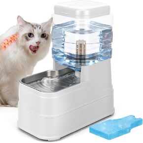 2.2 Gallon Pet Automatic Dog Water Dispenser Cat Gravity Waterer Feeder with Stainless Steel Bowl 8L Large Capacity Puppy Feeding Raised Bowls with Filter,Ice Pack (Charcoal Gray, 8L(2.2 Gallon)) in Kuwait