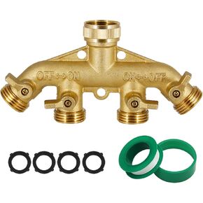 Triumpeek 4 Way Brass Hose Splitter, Heavy Duty 4-Way Garden Hose Connector 3/4 Inch, Solid 4 Way Hose Adapter in Saudi Arabia