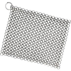 PIBC Cast Iron Cleaner 8"x6" 316L Stainless Steel Chainmail Scrubber for Griddle Skillet Dutch Oven Wok Stainless Steel Pot Cast Iron Pan in Saudi Arabia