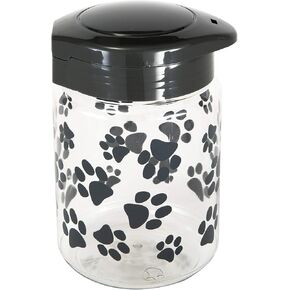 Lixit® Dog Treat Plastic Jar - Airtight Food and Treat Storage Jars for Dogs, Cats, Small Animals and Birds - Made in USA (Paw Prints - Gray, 64 Ounce) in Kuwait