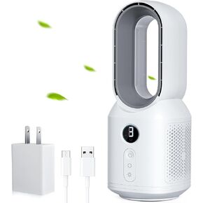 let'me Desk Fan, 11.8 Inch Bladeless Fan Mini Office Fan 4 Speeds with 5-Colors Ambient Light, USB Table Fan Small Quiet for Home, Bedroom,Dorm in Saudi Arabia