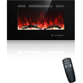 Electric Fireplace 30 inch Wide, Wall Mounted Fireplace Inserts Electric Heater, 13 * 13 Flame Effects Like Real Flame, Low Noise, Timer & Thermostat Setting, 750W/1500W, Black in Saudi Arabia