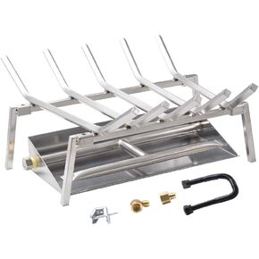 Skyflame 18-inch Fireplace Log Grate with Dual Burner Pan and Connection Kit for Natural Gas, 304 Stainless Steel in Saudi Arabia