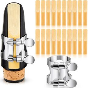 Treela Clarinet ligature with 21 Pcs Clarinet Reeds 2.5 Bb Clarinet Mouthpiece with Adjustable Screws Reeds with Storage Box for Clarinet Use Replacement Supply in Saudi Arabia