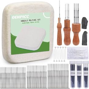 OEHPICC 128 Pcs Needle Felting Tool Kit, 6×6 Inch Wool Felting Pad in Kuwait