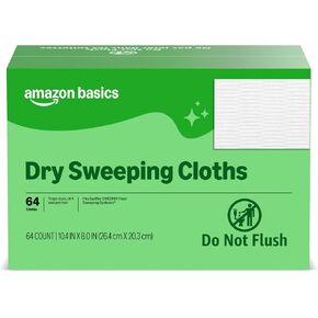 Amazon Basics Dry Floor Cleaning Cloths to Trap Dust, Dirt, Pet Hair, 64 Count (Previously Solimo), White, 10.4" x 8" in Saudi Arabia