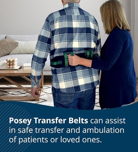 TIDI Posey Transfer Belt, Black with Green Economy Model – Extra-Wide Soft Nylon – Washable Walking Belt & Gait Transfer Belt – Medical Supplies for Nurses, Therapists & Home Care Caregivers (6537Q) in Kuwait