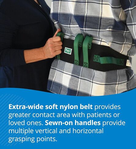 TIDI Posey Transfer Belt, Black with Green Economy Model – Extra-Wide Soft Nylon – Washable Walking Belt & Gait Transfer Belt – Medical Supplies for Nurses, Therapists & Home Care Caregivers (6537Q) in Kuwait