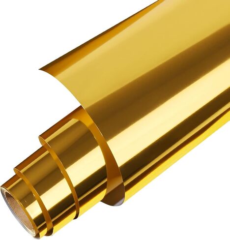 Gatichetta Heat Transfer Vinyl Roll, Metallic Foil Gold Iron On Vinyl 12" X 6ft Chrome HTV Vinyl for Garments in Kuwait