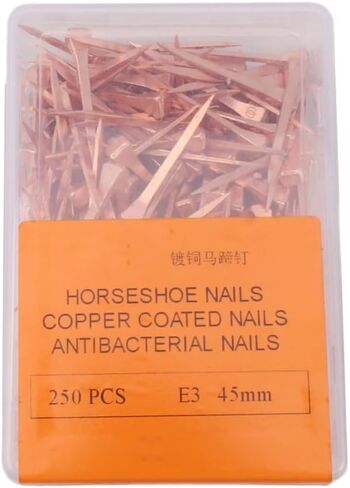 250Pcs Copper Coated Horseshoe Nails E3/E4/E5, Farrier Hoof Mounting Nails with Storage Case(E3) in Kuwait