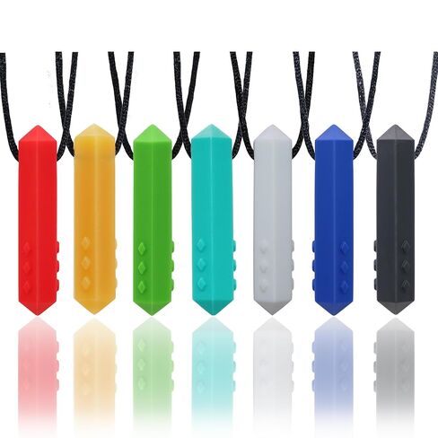 Chew Necklaces for Sensory Kids, 5 Pack Oral Sensory Chewy Toys for Boys and Girls with ADHD, SPD, Autism, Silicone Chewing Necklace Reduce Adult Anxiety Fidgeting in Saudi Arabia